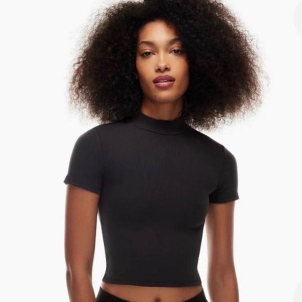 Aritzia Babaton Formarib Mock Neck Short Sleeve Tee